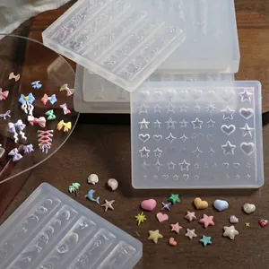 3D Relief Nail Art Silicone Mold Soft Flexible Bow Heart Design For DIY Manicure Decoration Transparent Resin Tool