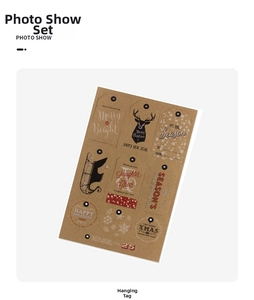 Set of 10 assorted kraft paper Christmas gift tags with reindeer and snowflake patterns