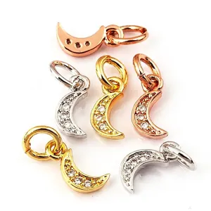 Gold plated crescent moon pendants in silver and rose gold for DIY jewelry making