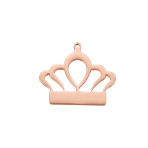 Detailed view of a rose gold crown pendant with a polished mirror finish for DIY necklaces
