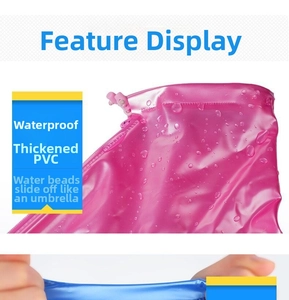 Detailed view of thick PVC waterproof shoe cover featuring zipper closure and water resistance