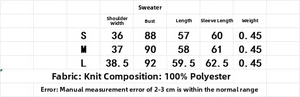 Size guide table for women's knit blazer with chest, shoulder, and sleeve measurements