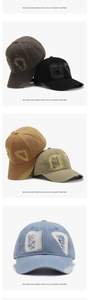 Detailed view of multi-color washed cotton distressed baseball caps with frayed edge finish