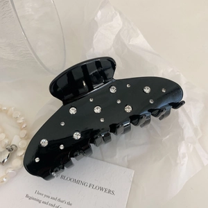 French acetate black large hair claw clip with starry sky rhinestone embellishment