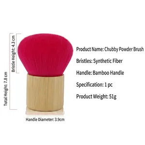 Bamboo handle loose powder brush with pink soft fiber bristles for blush application