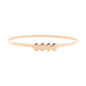 Elastic gold metal waist belt featuring a four-heart interlocking buckle design