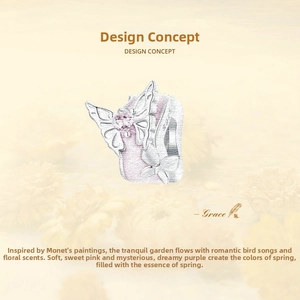 Detail of s925 silver butterfly charm with pink gradient gemstone and hollow design