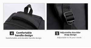 Detail of reinforced padded handle with breathable mesh and adjustable shoulder strap buckle