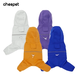 Waterproof pet raincoat for dogs with reflective strips and adjustable hood in four colors
