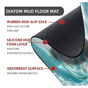 Detailed layered view of anti-slip rubber base and absorbent blue koi diatom mud mat