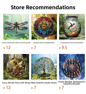 Colorful tree of life painted acrylic hanging ornament for outdoor garden window decoration