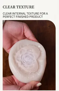 Macro shot of flexible silicone mold showing clear rose petal textures for DIY candles