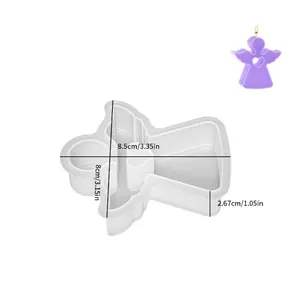 Detail view of angel shaped silicone mold with precise dimensions for DIY candles