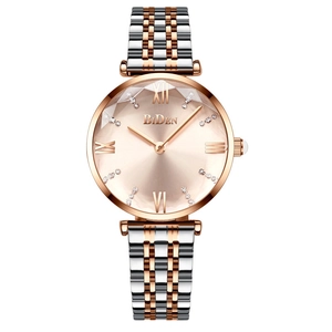 Women Quartz Watch Stainless Steel Waterproof Roman Numerals Rhinestone Elegant Casual Fashion Wristwatch For Lady