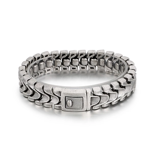 Vintage industrial dragon bone chain bracelet in antique silver stainless steel for men