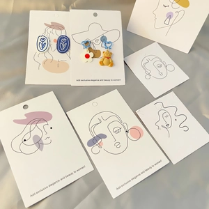 Minimalist Art Woman Line Portrait Earring Display Cards Jewelry Packaging Cardboard For Earrings Necklaces Hair Accessories