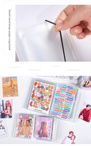Detail of transparent PVC binder with elastic band for sticker and card storage