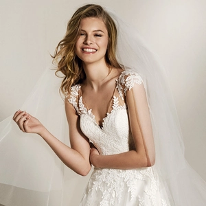 Elegant Lace V-Neck Wedding Dress For Bride A-Line Small Train Sleeveless Tulle Bridal Gown White