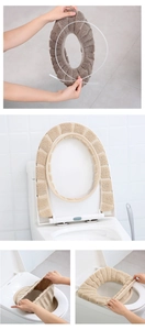 Detailed step-by-step installation of the thickened knitted O-shaped toilet seat cover