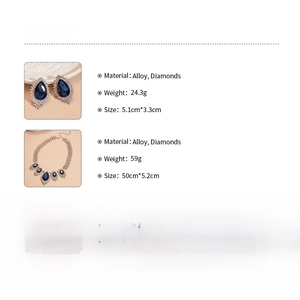 Detailed chart showing alloy diamond necklace and earring set weight and size dimensions
