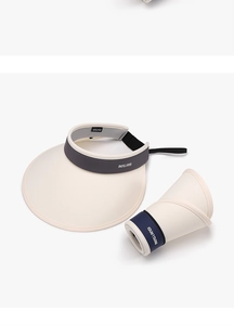 Detailed view of foldable UV protection sun hat showing roll-up portable design