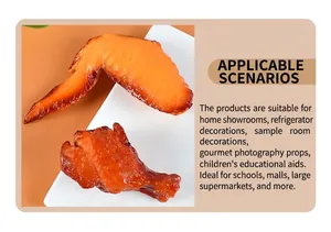 Modello realistico di ala e coscia di pollo arrosto artificiale su un piatto