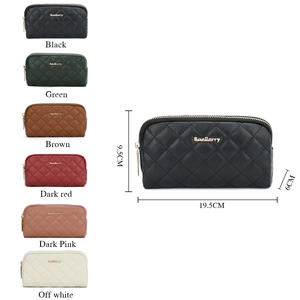 Baellerry women long quilted wallet with double zippers in multiple colors, 19.5 x 9.5 x 6 cm