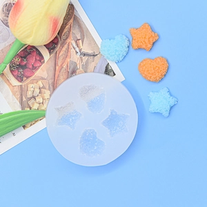 Round silicone mold with heart and star shapes for mini cookies or DIY crafts