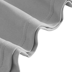 Detailed macro view of grey quick-dry fabric showing breathable honeycomb mesh and stitching