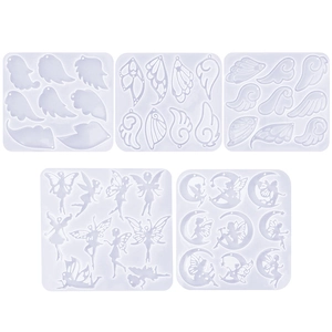 5Pcs set of angel wings and moon fairy silicone molds for DIY resin earring pendants