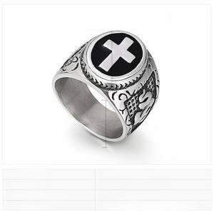 Detailed size specifications for the stainless steel punk cross ring with dimensions