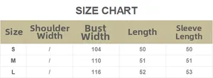 Detailed size chart for lapel open cardigan showing bust and length in S, M, L