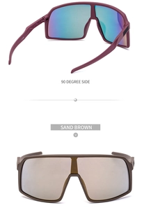 Vertical view of sports cycling sunglasses in burgundy and sandy beige color options