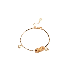 18k vergoldetes Armband mit Pferd- und Münzanhängern, schwarzem Seil und Kristallen