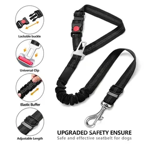 Ceinture de sécurité réglable en nylon pour chien avec élastique et boucle verrouillable