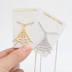 Gothic hip hop spiderweb pendants in gold and silver stainless steel for necklaces