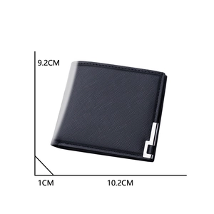 Schlankes minimalistisches Bifold-Portemonnaie aus schwarzem Leder mit Maßen und Metalldetail
