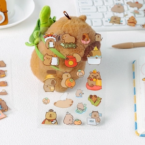 Cute Capybara waterproof PET stickers for journaling and DIY crafts decoration