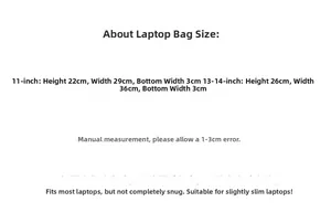Size chart for cloud embroidered laptop sleeve showing 11 and 13-14 inch dimensions
