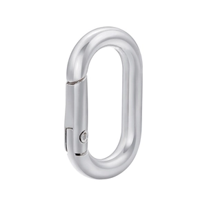 Close-up of polished silver oval spring clasp for DIY jewelry necklace making