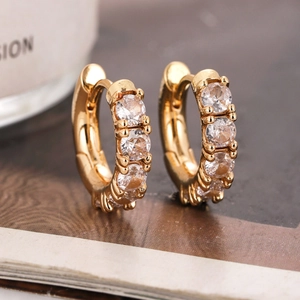 Orecchini a Cerchio in Rame Geometrici Minimalisti Con Strass Intarsiati Oro Argento Galvanizzati Per Donna Gioielli Design Piccolo