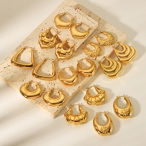 Boucles D'oreilles Créoles Cœur Style Français Vintage Acier Inoxydable Plaqué Or 18K Bijoux Femme