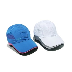 Breathable quick-dry outdoor sport baseball caps in blue and white with mesh panels