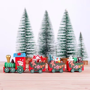 Christmas wooden gingerbread train set featuring Santa, snowman and bear figurines