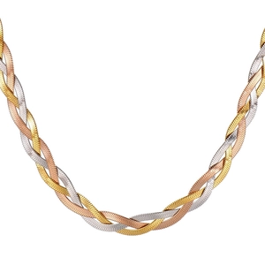 Collana a catena a serpente intrecciata tricolore in acciaio inossidabile oro e argento