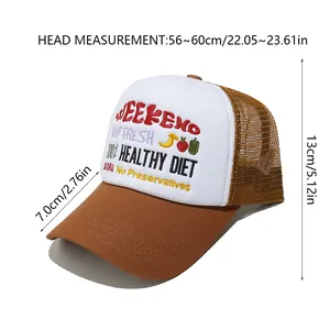 Πίνακας μεγεθών για καπέλο trucker με περιφέρεια κεφαλής 56-60cm και γείσο 7cm