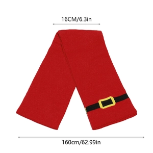 Detail view of the red Christmas knitted scarf with size 160cm x 16cm measurements