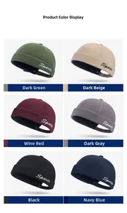Grid view showing docker hats in army green, dark beige, burgundy, black and navy colors