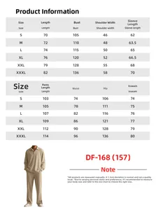 Detailed size chart for men's polo tracksuit showing top and bottom measurements in centimeters
