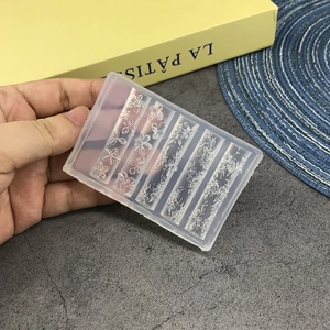 Detailed view of clear silicone nail art mold with floral patterns for 3D decorations